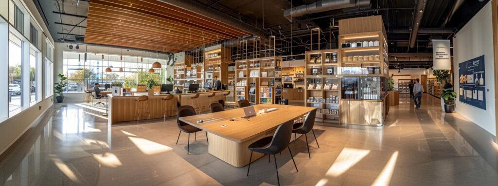 a sleek, modern office space features a large conference table surrounded by professionals engaged in a dynamic discussion about cocoa powder quality assurance, with charts and samples of packaging prominently displayed for emphasis.